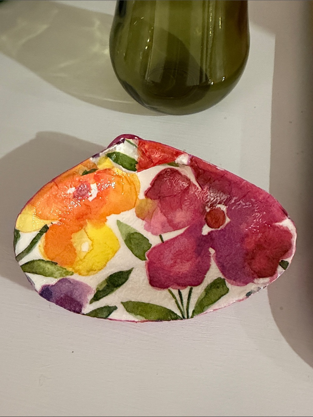 Hand Crafted Floral Sea Shell Ring Trinket Dish